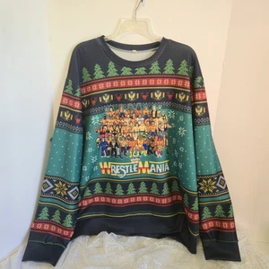 WWE WrestleMania Ugly Christmas Sweater Sweatshirt Holiday 2XL Unisex 2018 - Picture 1 of 10