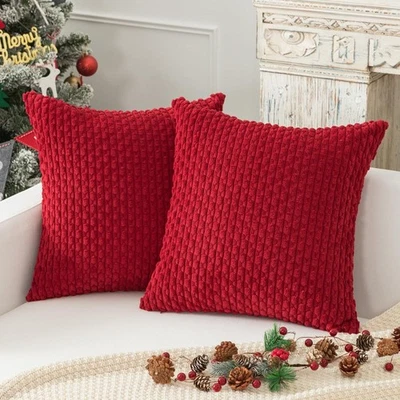 🏡 New Kevin Textile 22x22 Corduroy Burgundy Red Striped Boho Pillow Cover Set - Image 1 of 4