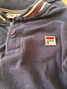 Fila Settanta Navy White Line Henley Polo Shirt Small Mod 80s Casuals Ex Display - Bild 1 von 7