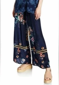 Johnny Was Wide Leg Pants Mariah Floral Navy XL Smocked Waist Palazzo Lined - Picture 1 of 9