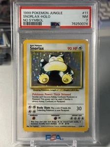 Pokemon Snorlax Jungle Holo Rare #11 NO SET SYMBOL ERROR PSA 7 - Picture 1 of 3
