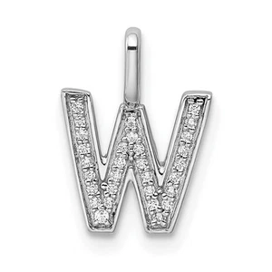 14k White Gold Diamond Letter W Initial Pendant Perfect Gift for Her - Picture 1 of 4