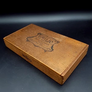 Vintage Emilio Dukes Claro Wooden Cigar Box Hinged Lid Tobacco Case Tobacciana - Picture 1 of 19
