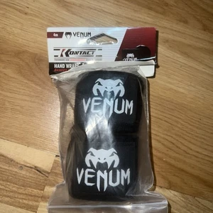 Venum Kontact Elastic Cotton Boxing Hand Wraps Black 4mm - Picture 1 of 4
