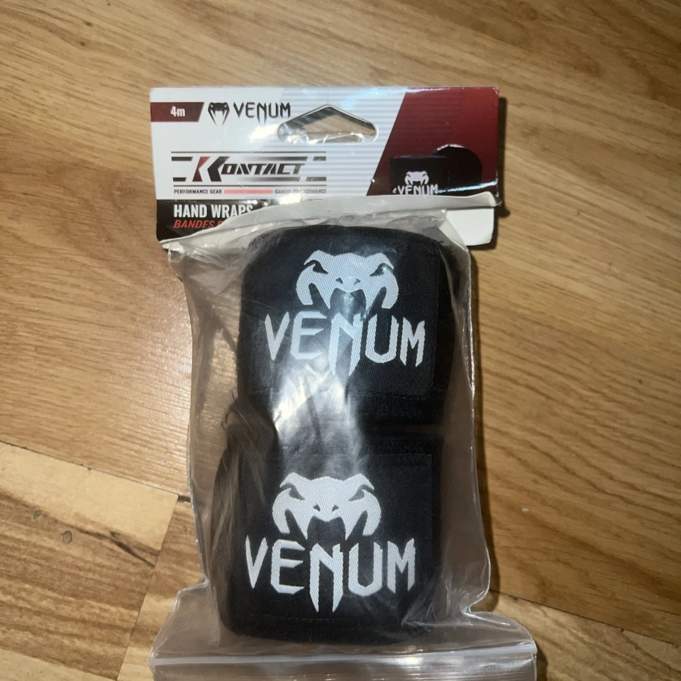 Venum Kontact Elastic Cotton Boxing Hand Wraps Black 4mm - Image 1 of 4