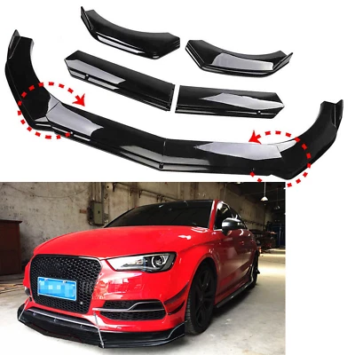 Front Bumper Spoiler Chin Splitter Body Kit Glossy Black For Audi A3 A4 A5 A6 A7 - Изображение 1 из 4