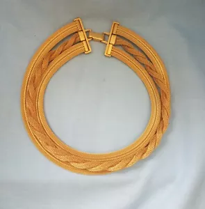 Vintage WeaveTriple Chain Necklace Choker 16" long-1-1/2" wide - Picture 1 of 4