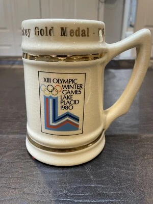 Xlll Olympic Winter Games Lake Placid 1980 Hockey Gold Medal - U.S.A. Beer Stein - Image 1 of 4