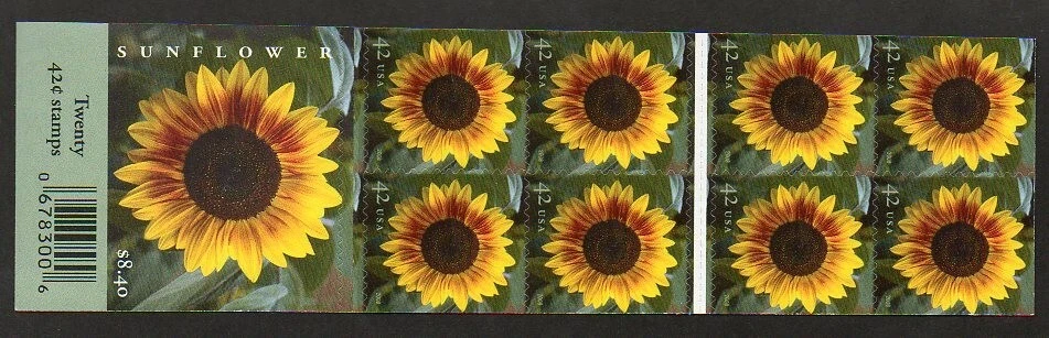 USA Scott 4347a Complete Self Adhesive Pane, 42¢ Sunflower - Image 1 of 1