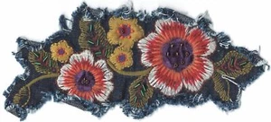 8" Denim Distressed Flower Embroidery Patch - Picture 1 of 1