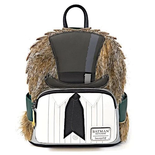 Loungefly Batman Returns Penguin Mini Backpack Faux Fur Simulated Leather Green