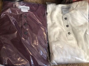 2- Seventh Avenue - Thermal Henley Men's Size 4XL BRAND NEW White Maroon - Picture 1 of 4