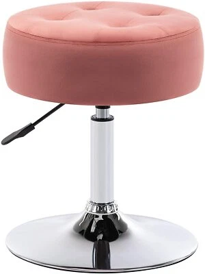 Velvet Vanity Stool Chair Swivel Makeup Stool Adjustable Round Ottoman Bench - Image 1 of 4