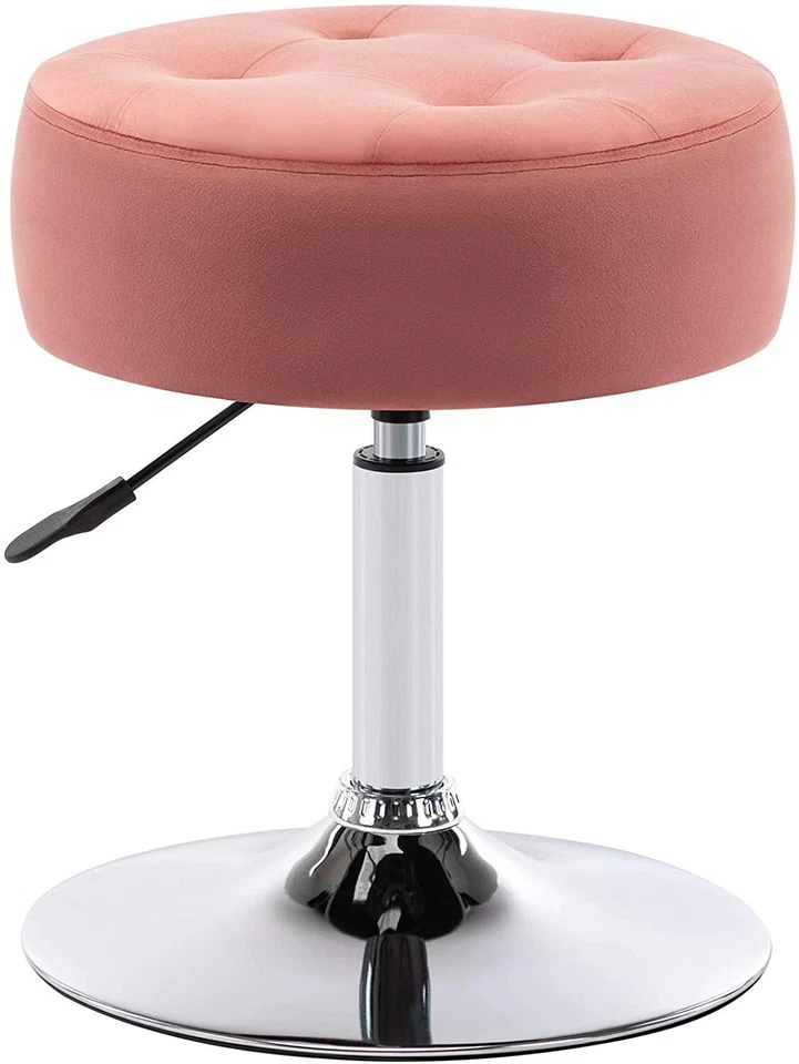 Velvet Vanity Stool Chair Swivel Makeup Stool Adjustable Round Ottoman Bench - Image 1 of 4