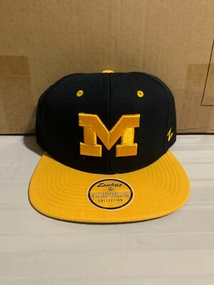 Michigan Wolverines NCAA Zephyr Blue Two Tone Captain Snapback Hat New - Image 1 of 4