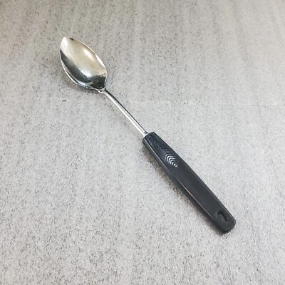 Foley Chromium Plated 10.5" Solid Serving Spoon Small Bowl Black Handle USA - Image 1 of 4