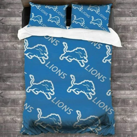 Detroit Lions Bedding Set 3PCS Duvet Cover Quilt Cover Pillowcases Fan Gift Cover