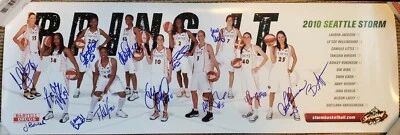 2010 SEATTLE STORM TEAM SIGNED POSTER SUE BIRD LAUREN JACKSON SWIN CASH COA - Image 1 of 3