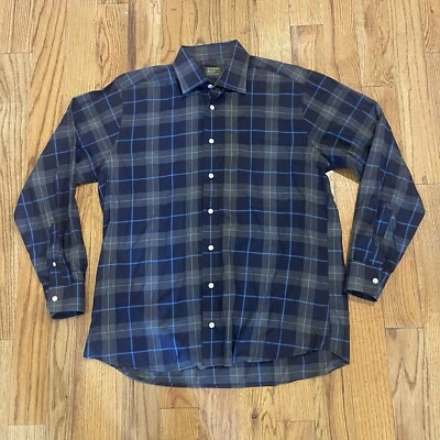 Gitman Bros Vintage Button Down Shirt Large USA Made Blue Gray Plaid Dress Shirt - Image 1 of 3