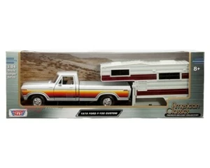 1979 FORD F-150 CUSTOM PICKUP SILVER W/CAMPER 1/24 MODEL BY MOTORMAX 75330-79346 - Picture 1 of 5