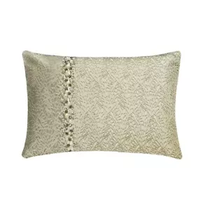 Cubierta de almohada lumbar Silver & Ivory Jacquard 12""x16"" cuentas de perlas - joyas luminosas - Imagen 1 de 3