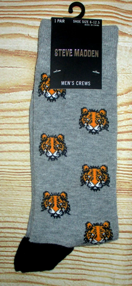 CALCETINES HOMBRE STEVE MADDEN GRIS TIGRE CREW (ZAPATO TALLA 6-12.5) Foto 1 de 1