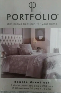 Warwick Grey Jacquard Double Duvet Cover Set Bedding Bed Set by Porfolio - Picture 1 of 4