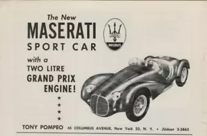 1953 Maserati Sport Car Two Litre Grand Prix Engine Italian Vintage Print Ad - Picture 1 of 2