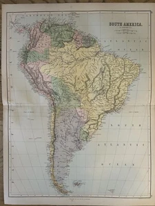 1882 South America Original Antique Map by John Bartholomew - Picture 1 of 3