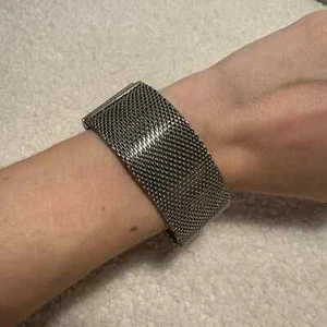 Vintage Netz silberfarben klobig Armreif Armband - Bild 1 von 7