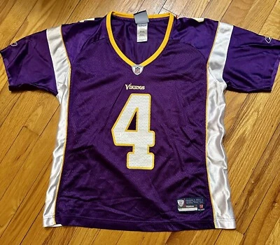 Camiseta para mujer Brett Favre #4 Minnesota Vikings Reebok NFL púrpura talla grande Foto 1 de 2