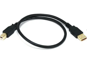 2PCS Monoprice USB A to USB B 2.0 Cable 28/24AWG Gold Plated Black 1.5 Ft - Picture 1 of 3