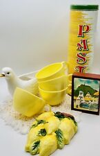 Vintage Yellow Italian Kitchen Lot Pasta Tin Lemon Wall Decor Retro Melamine Cup