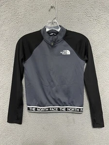 North Face Sweater Girls Medium Long Sleeve Quarter Zip Top Gray Kids Polyester - Picture 1 of 5