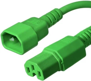 5 PACK LOT 12ft IEC C14 - C15 Green Power Cord 14AWG 15A/1875W 100-250V 3.7M - Picture 1 of 1