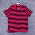 Puma Shirt Mens Extra Large Polo Short Sleeve Red Navy Striped w Logo