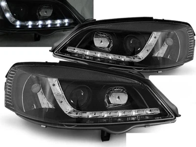 Paire de feux phares Opel Astra G 97-04 Daylight led noir - Photo 1/2