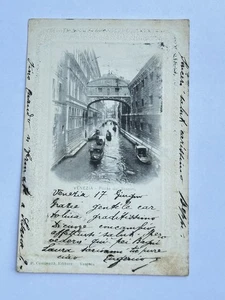 VECCHIA CARTOLINA VENEZIA PONTE DEI SOSPIRI 1902 OLD POSTCARD - Imagen 1 de 2