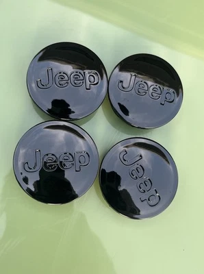 Jeep Set of 4 Black Wheel Center Caps Liberty Grand Cherokee Wrangler  - Image 1 of 4