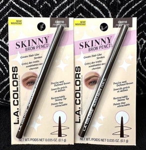 🌺2pk LA COLORS MEDIUM BROWN C69110 SKINNY BROW TWIST UP DEFINE SHAPE PENCIL - Picture 1 of 7
