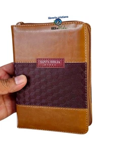 Biblia De Bolsillo Con Cierre RVR.1960 Imitación Piel Cafe Con Indice - Picture 1 of 6