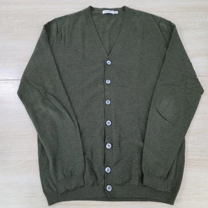 Suéter cárdigan de hombre pequeño S Suitsupply manga larga cuello en V verde liso con botones - Imagen 1 de 5