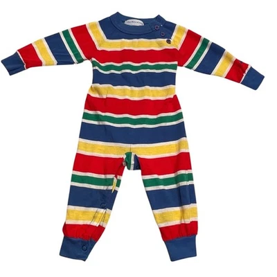 Mameluco bebé OshKosh B'gosh vintage años 80 arco iris rayas 12M hecho en EE. UU. DEFECTOS Foto 1 de 4