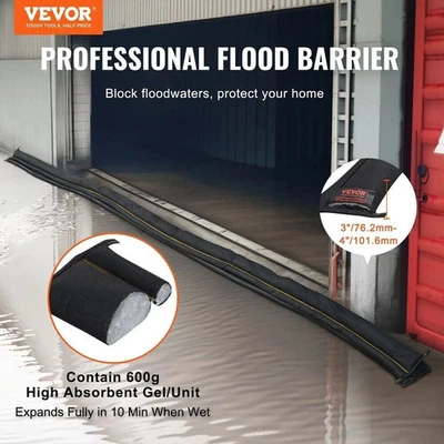 VEVOR Flood Barrier, Water Flood Dam Bag, Water Activated Flood Barrier 10' x 6" - Image 1 of 4