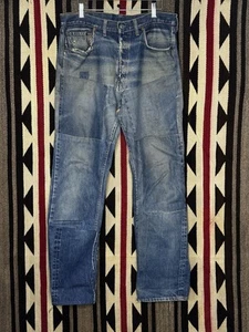 Levi 501 Jeans Big E Mens 34x33 Distressed Patchwork Levi’s Redline Selvedge  - Picture 1 of 10