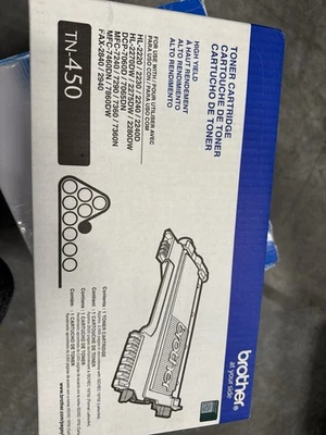 Cartucho de toner Brother TN-450 preto alto rendimento genuíno novo lacrado - Imagem 1 de 4