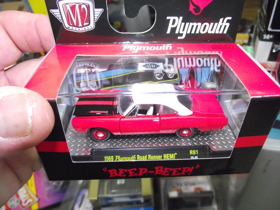M2 1/64 1969 Plymouth road runner hemi red R91 NIB - Image 1 of 1