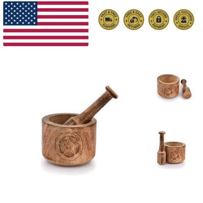 Mortero de madera y mortero trituradora de ajo molinillo manual trituradora aparatos de cocina Foto 1 de 4