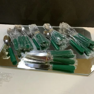 Vintage Gibson Besteck Set grüne Griffe 40 Teile Service für 8 Neu aus altem Lagerbestand #30 - Bild 1 von 7