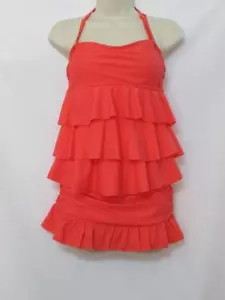 NWT Island Escape 2 Piece Ruffle Tankini Top with Skirtini Coral Color Size 8 - Picture 1 of 6